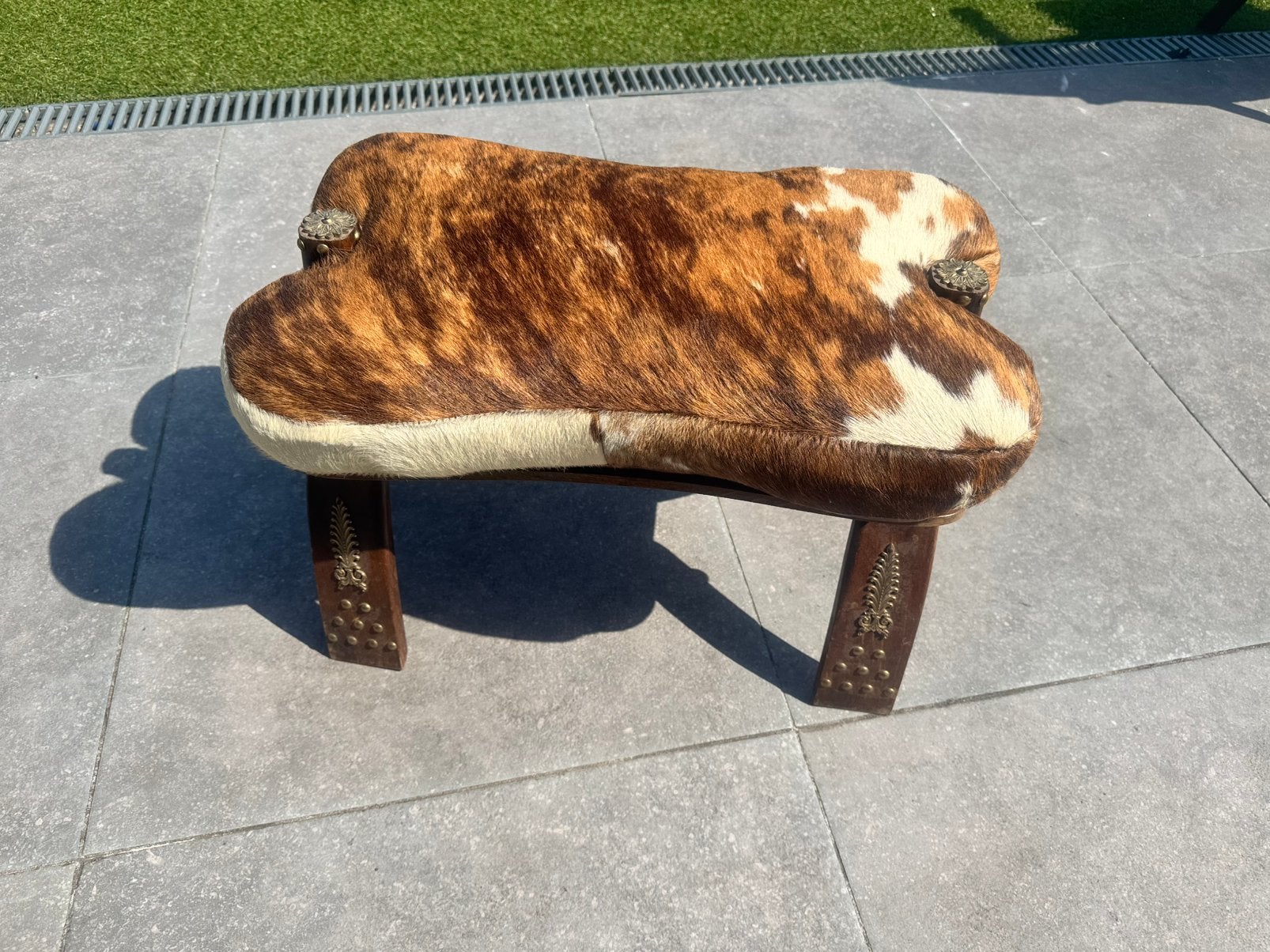 Tabouret/repose-pieds vintage en cuir véritable de chameau, Enlèvement ou Envoi