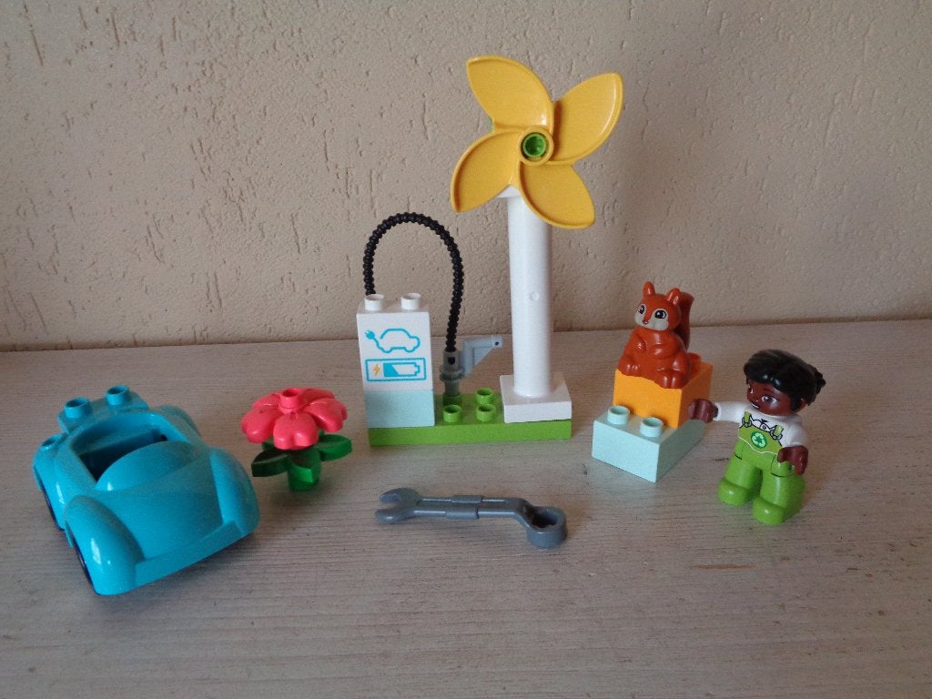 LEGO DUPLO Stad Windmolen en Elektrische Auto Set - 10985, Gebruikt, Ophalen of Verzenden, Duplo, Compleet