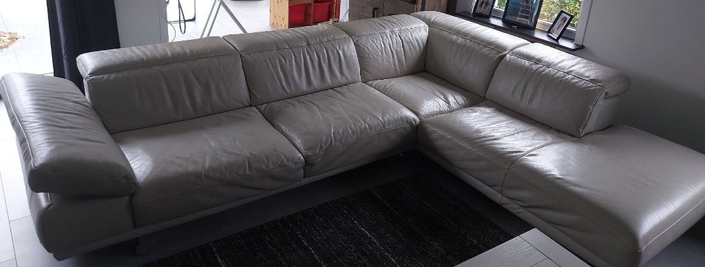 Lederen hoekzetel Natuzzi, Huis en Inrichting, Ophalen, Gebruikt, Hoekbank, 300 cm of meer