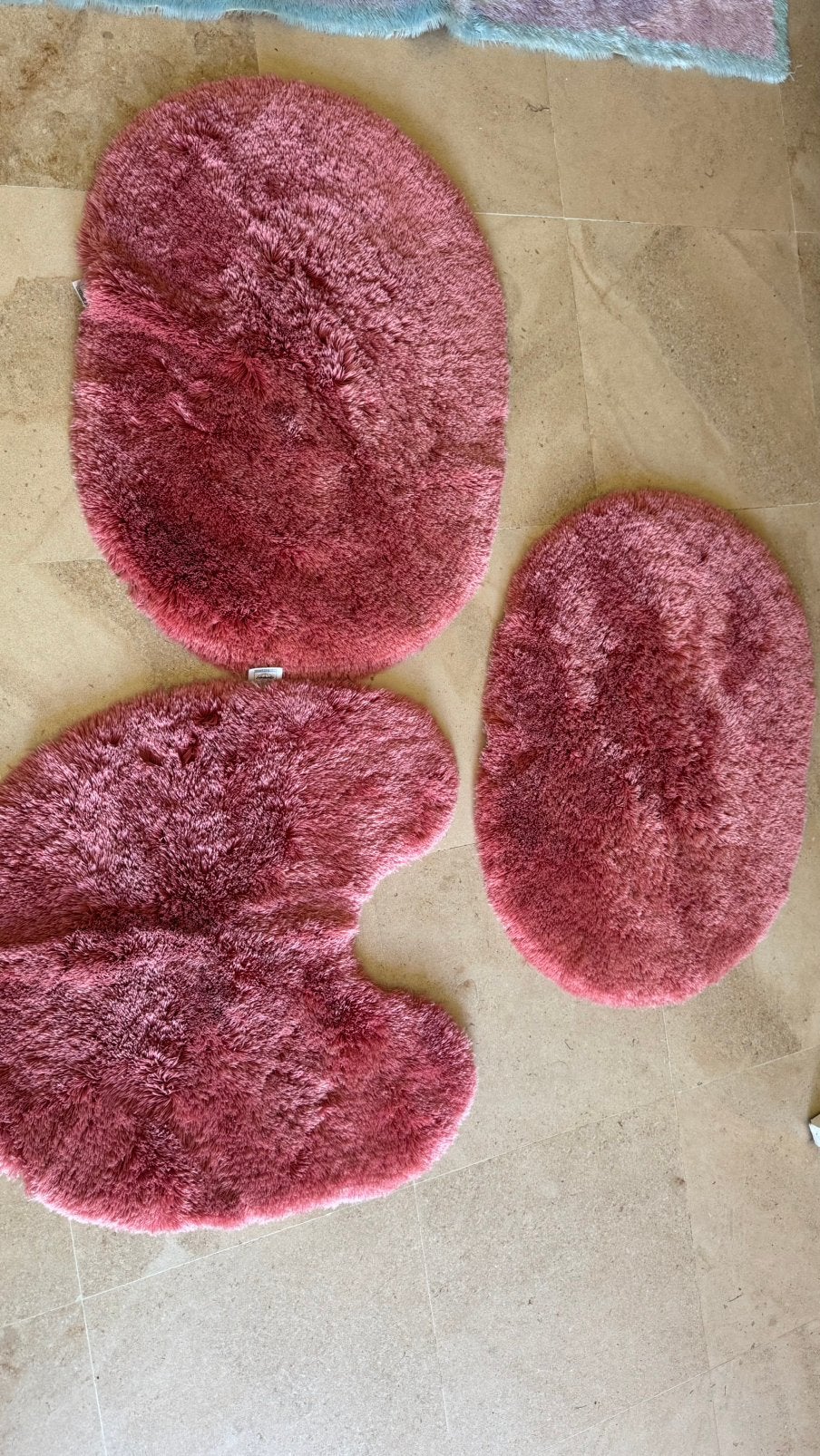 Lot de 4 carpettes / tapis de salle de bain/wc (offre?), Enlèvement, Utilisé, Rose