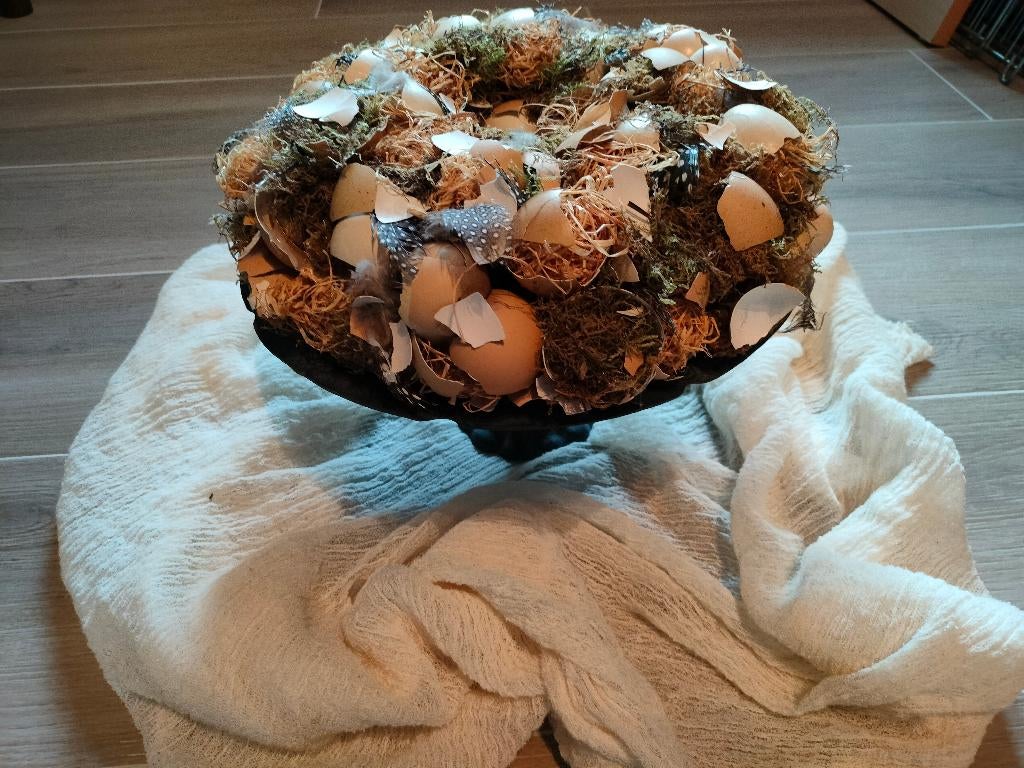Handgemaakte paaskrans in natuurlijke materialen, Divers, Pâques, Neuf, Enlèvement