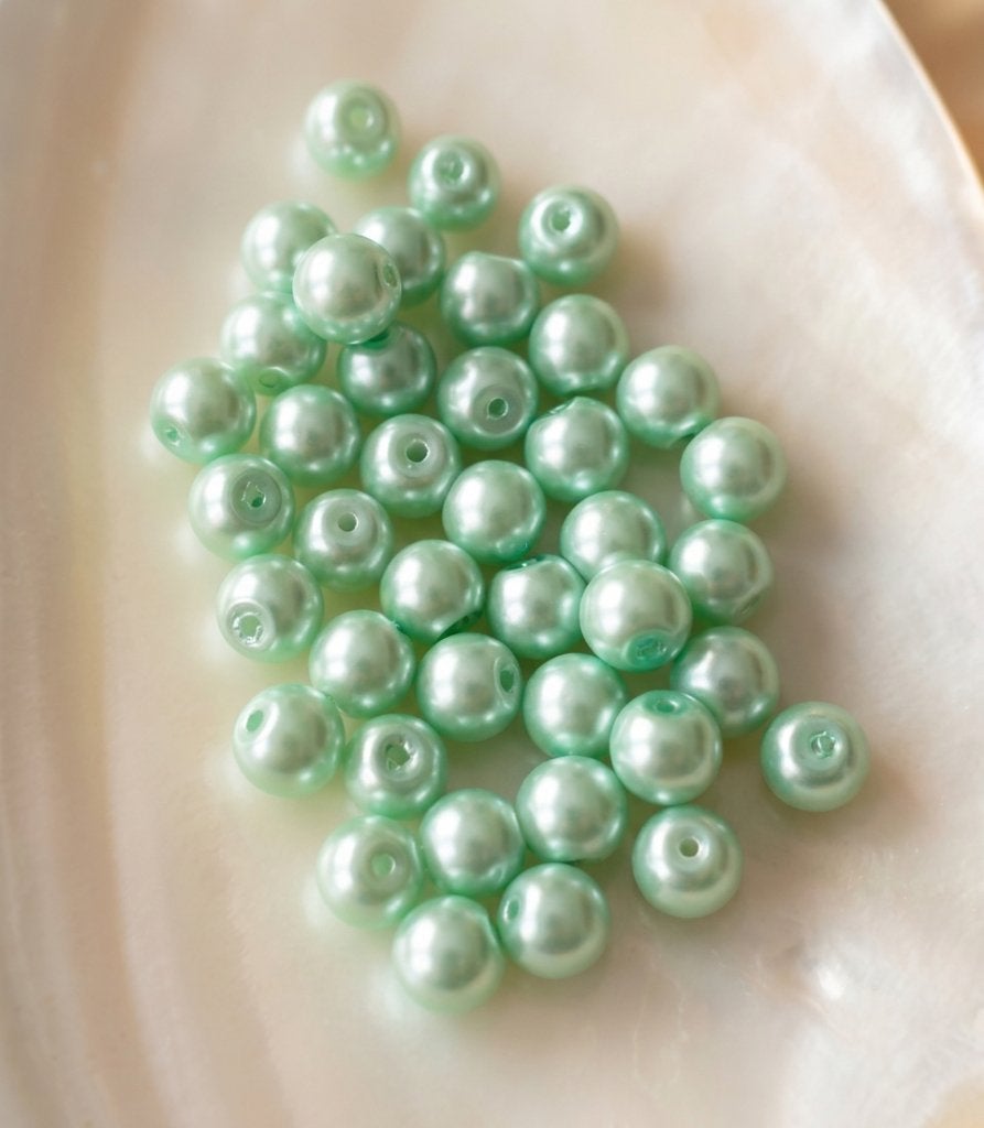 lot kralen 40 glasparels muntgroen 8mm, Enlèvement ou Envoi, Neuf, Perle