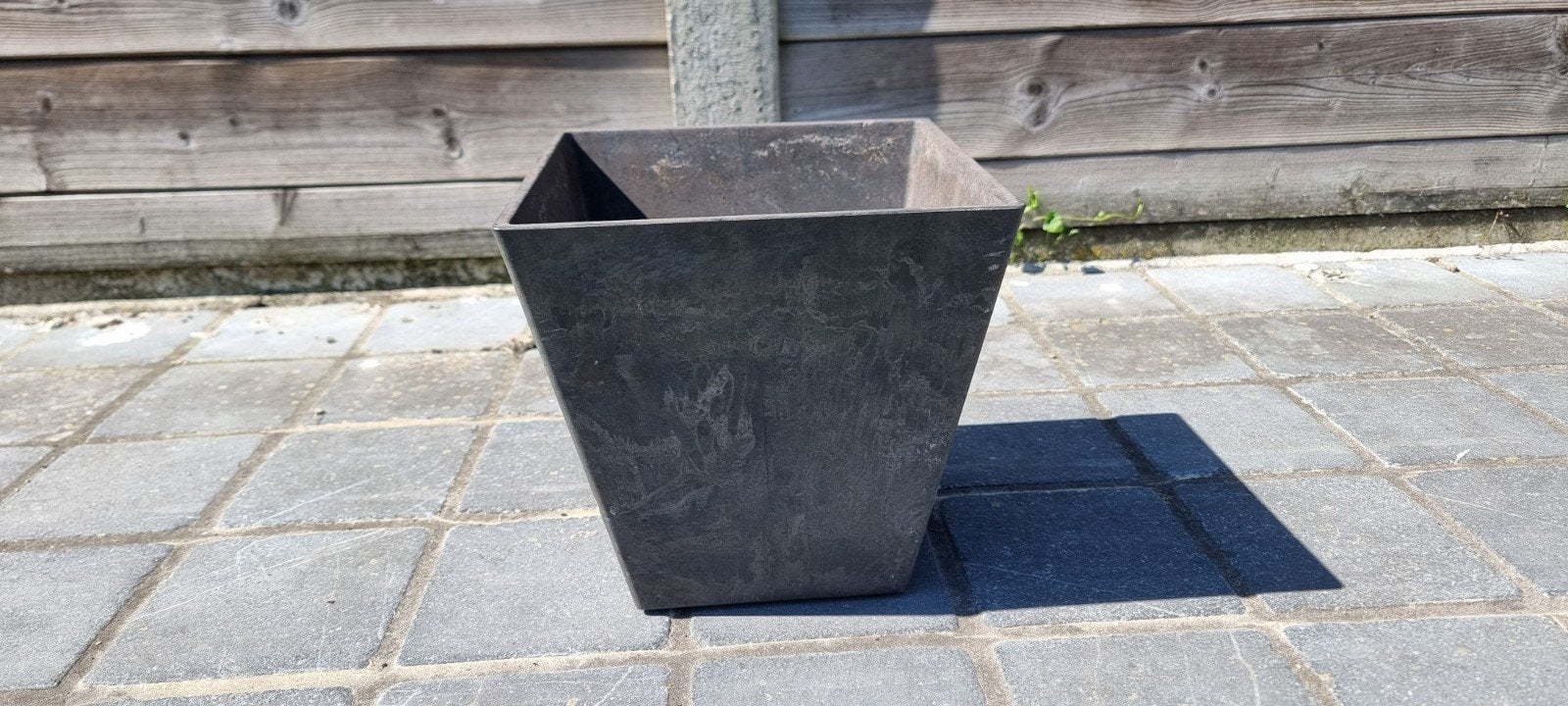 Artstone bloempot Ella 25D 24H zwart, Ophalen, Gebruikt, Vierkant, Tuin