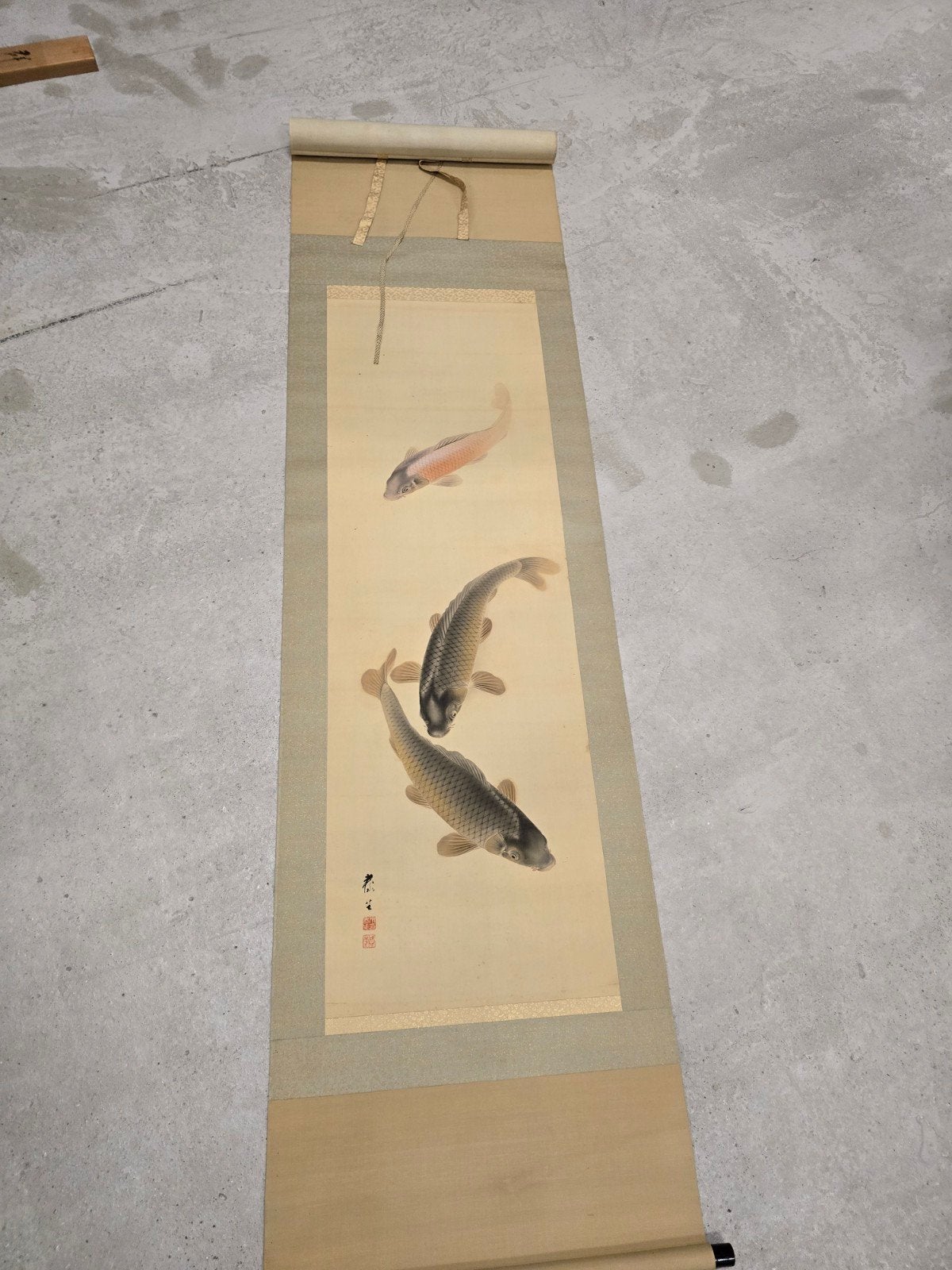 vieux rouleau japonais (peinture), Antiquités & Art, Japon, Enlèvement ou Envoi, Tableau, Matériau naturel