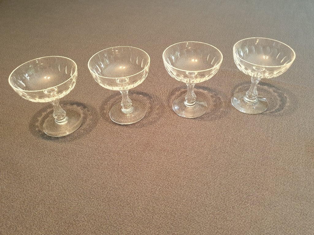 4 coupes à champagne en cristal Val Saint Lambert (1920), Antiquités & Art, Enlèvement