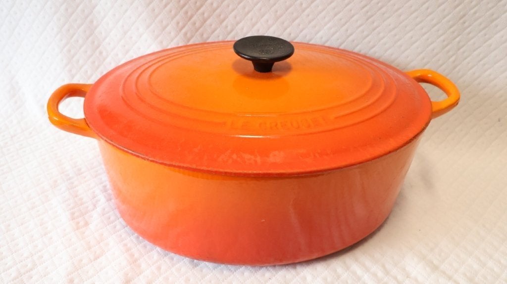 ovale gietijzeren braadpan Le Creuset, Gebruikt, Le Creuset, Ophalen of Verzenden, Braadpan
