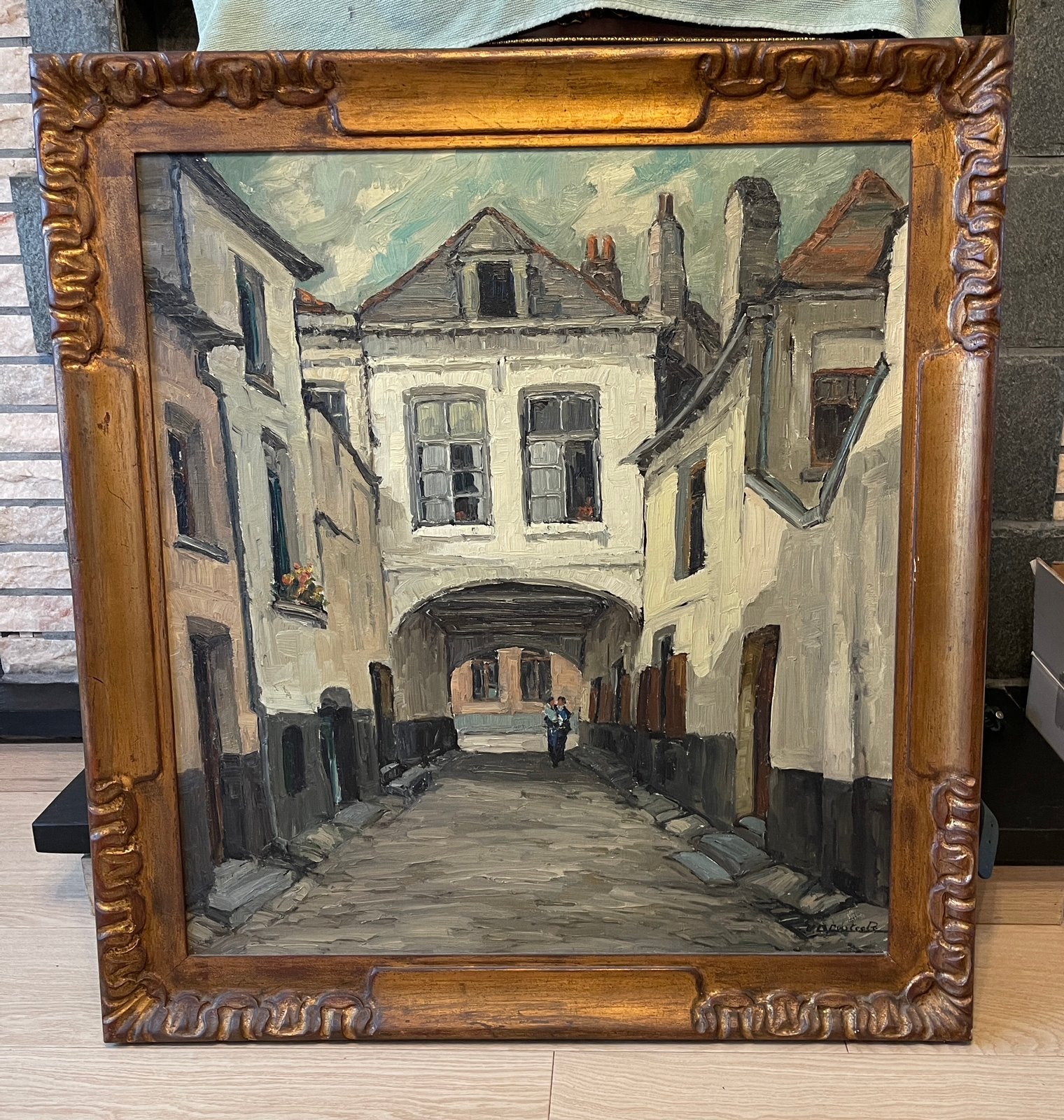 Stadszicht, olie op doek, August VANDECASTEELE (1889-1969), Ophalen, Doek