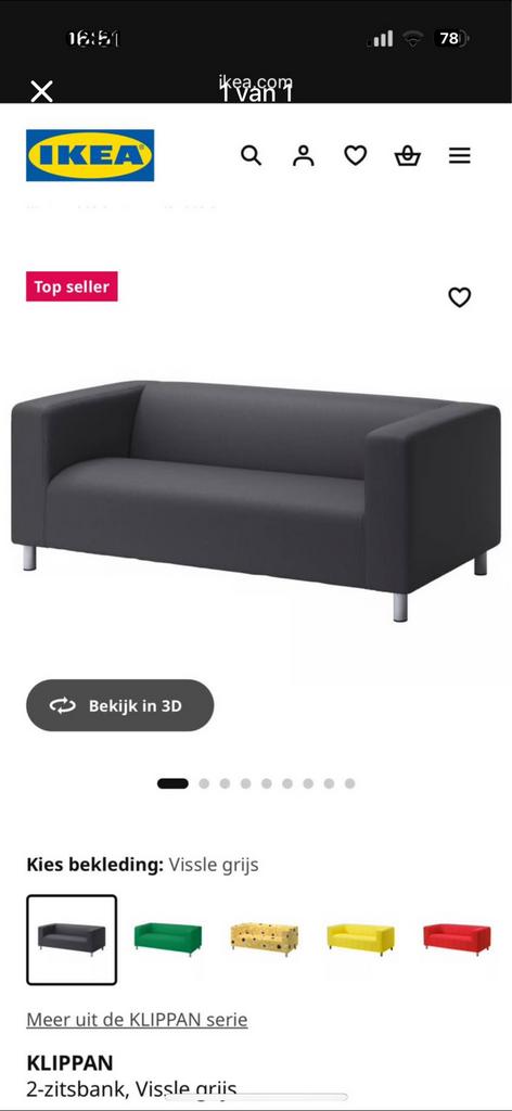 Ikea zitbank, Ophalen, Gebruikt, Tweepersoons, Rechte bank
