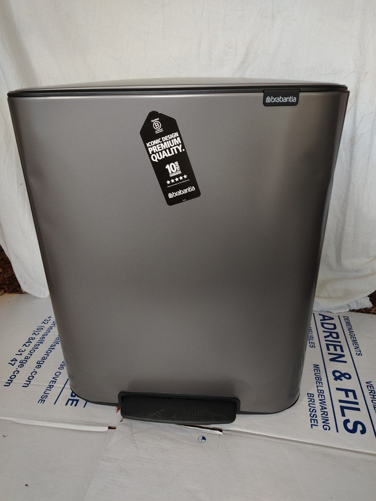 Pédale Brabantia 2x30 litres en platine NEUVE !, Neuf, 50 – 75, À pédale, Enlèvement ou Envoi