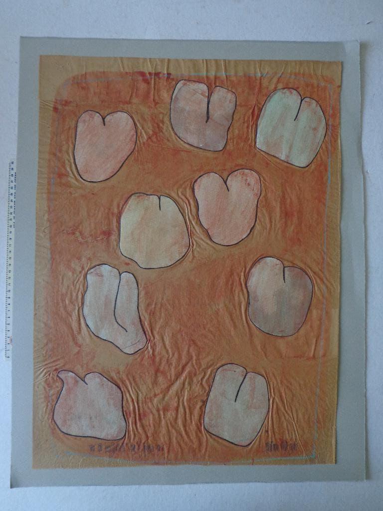 ongewone gemengde techniek (aquarel en collage), Antiek en Kunst, Ophalen of Verzenden