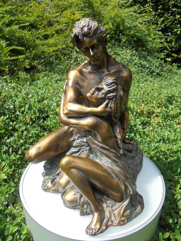 Groot massief Bronzen beeld Verliefd koppel naakt 11 kg, Antiek en Kunst, Ophalen of Verzenden, Brons, Beeld, 20 - 50 cm