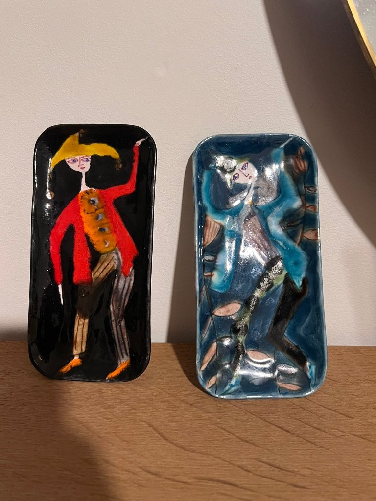 2 Keramische wandtegels met figuren, * Schiavon*, Ophalen of Verzenden