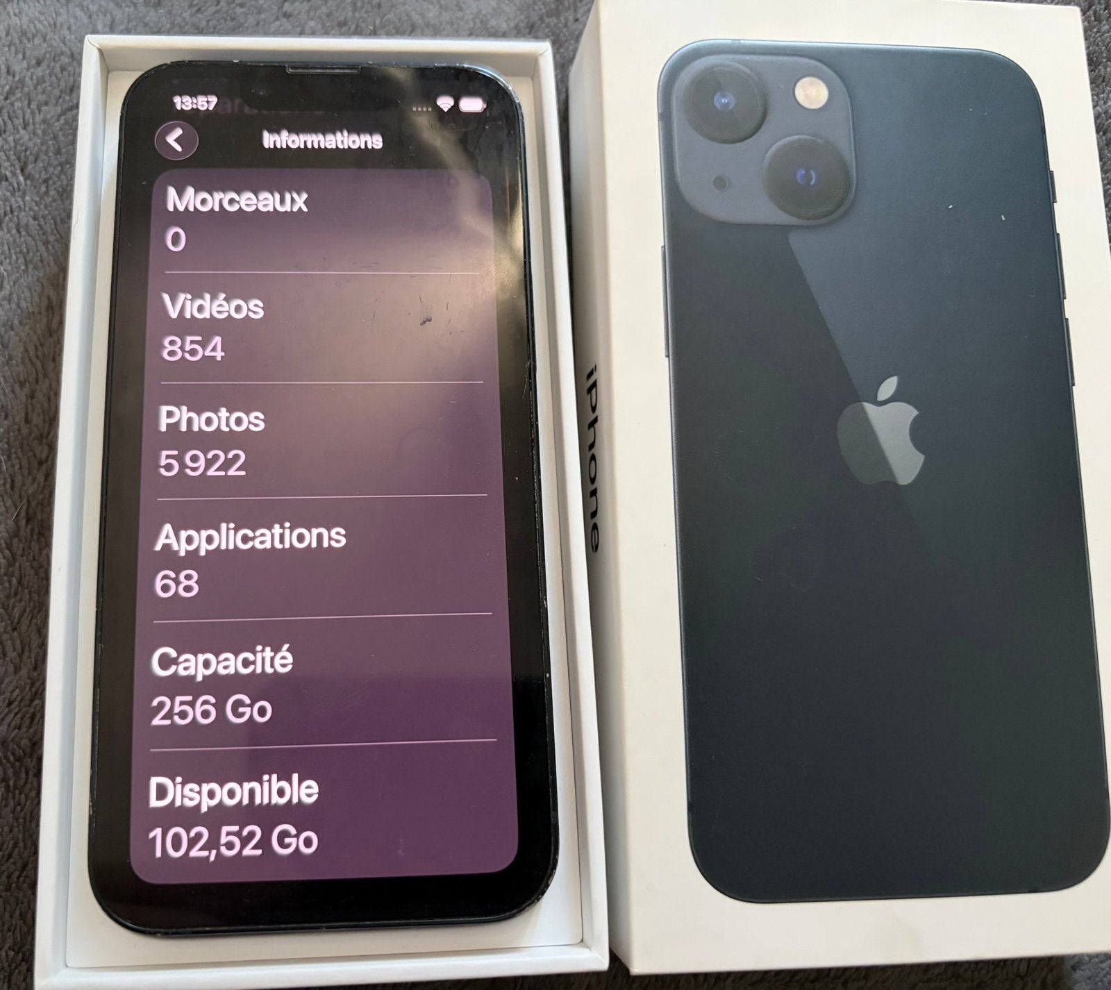 iPhone 13 mini 256 Go Noir, Ophalen, Zo goed als nieuw, Zwart, IPhone 13 mini