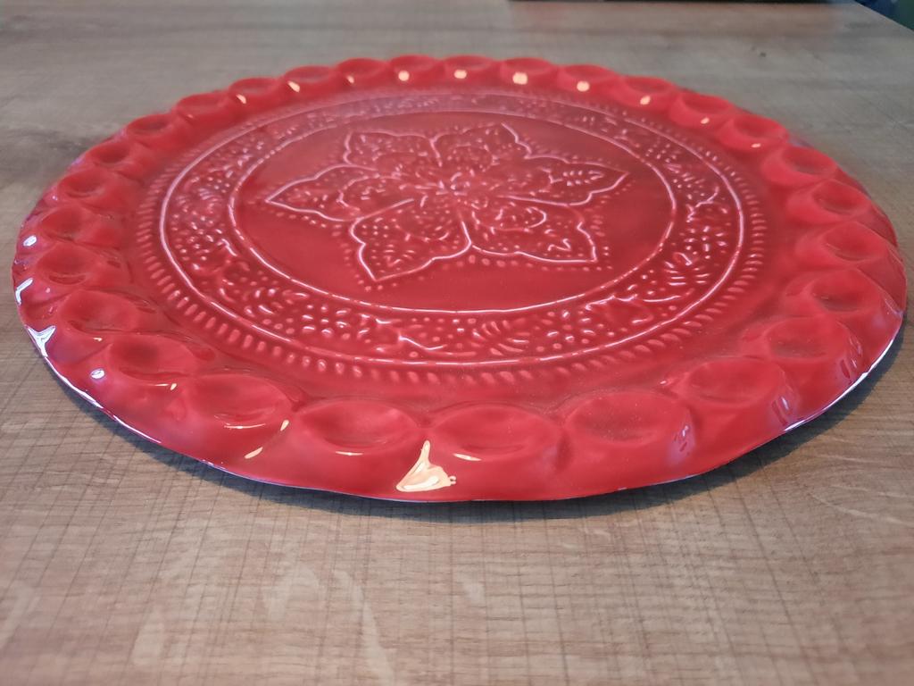 Dienblad rood 34 cm, Huis en Inrichting, Woonaccessoires | Dienbladen, Ophalen of Verzenden, Nieuw, Rond, Metaal