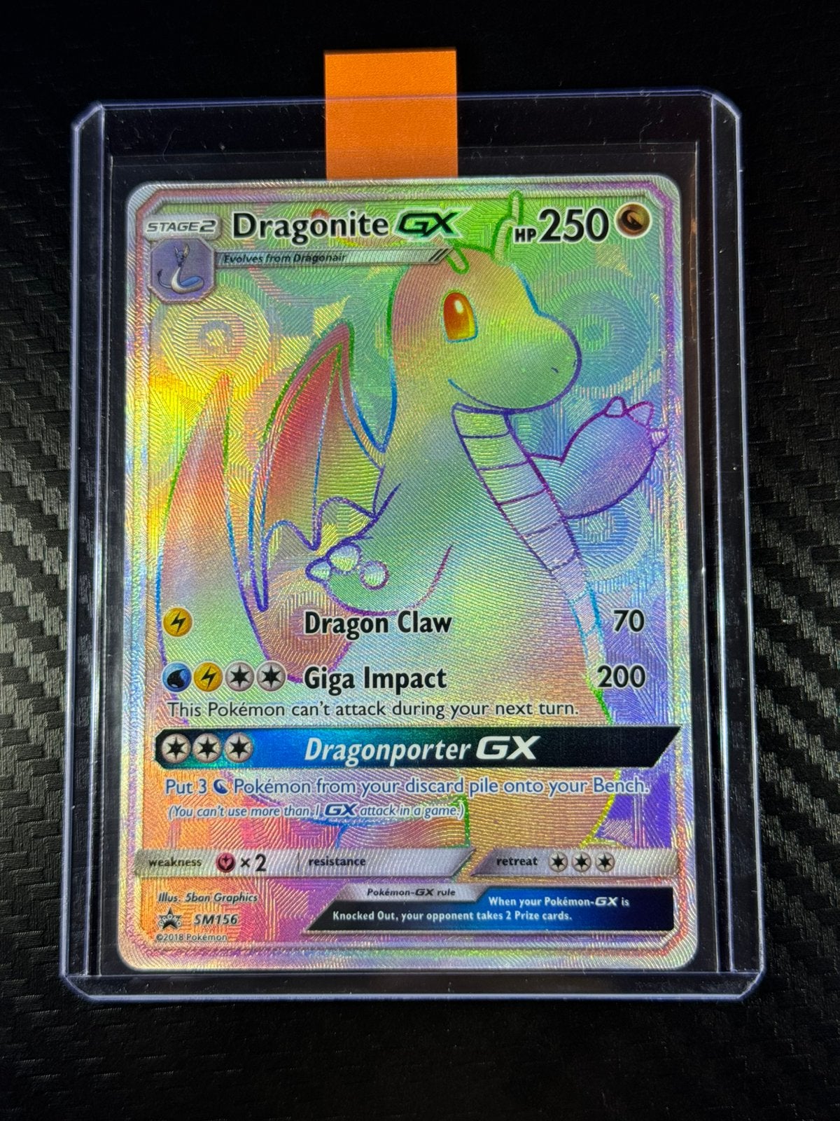Dragonite GX | Rainbow Rare | Secret Rare | 2018 | #SM156, Verzenden, Zo goed als nieuw, Losse kaart