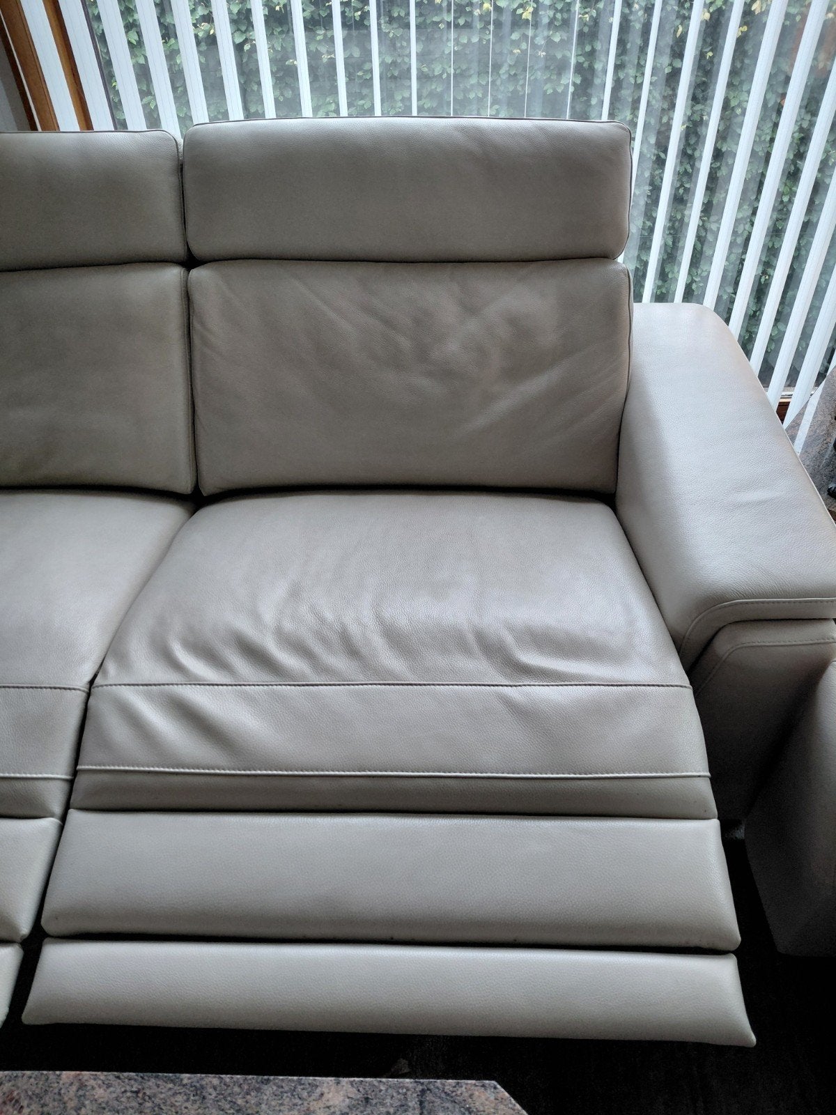 Grijs beige lederen salon, Ophalen, Gebruikt, Driepersoons, Leer