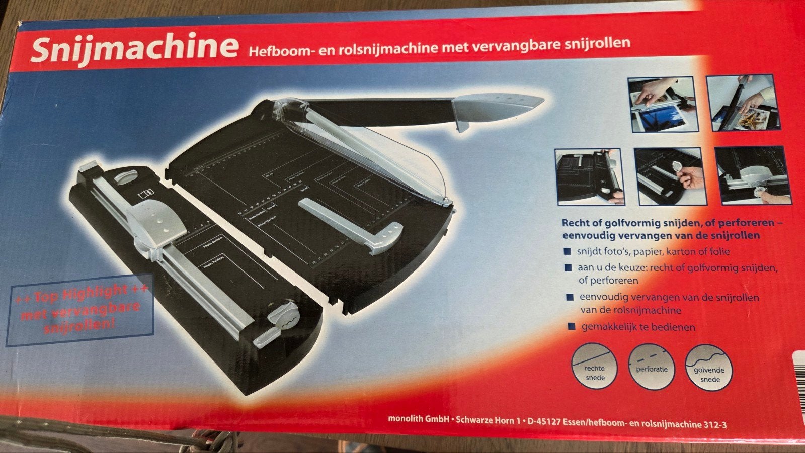 Snijmachine papier, Ophalen