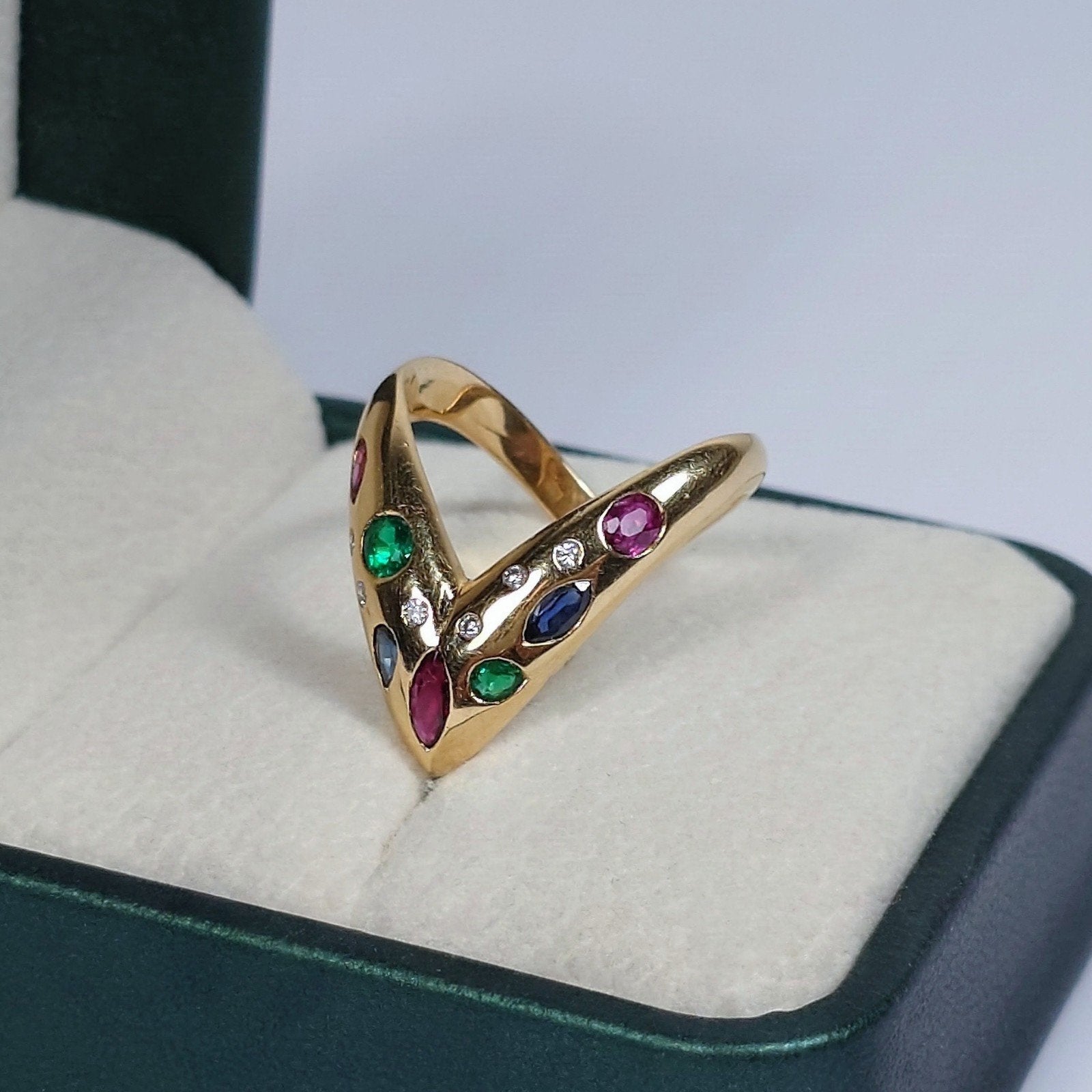 Bague tête de serpent en or 18 carats, Enlèvement ou Envoi, Or, Plus petit que 17, Comme neuf