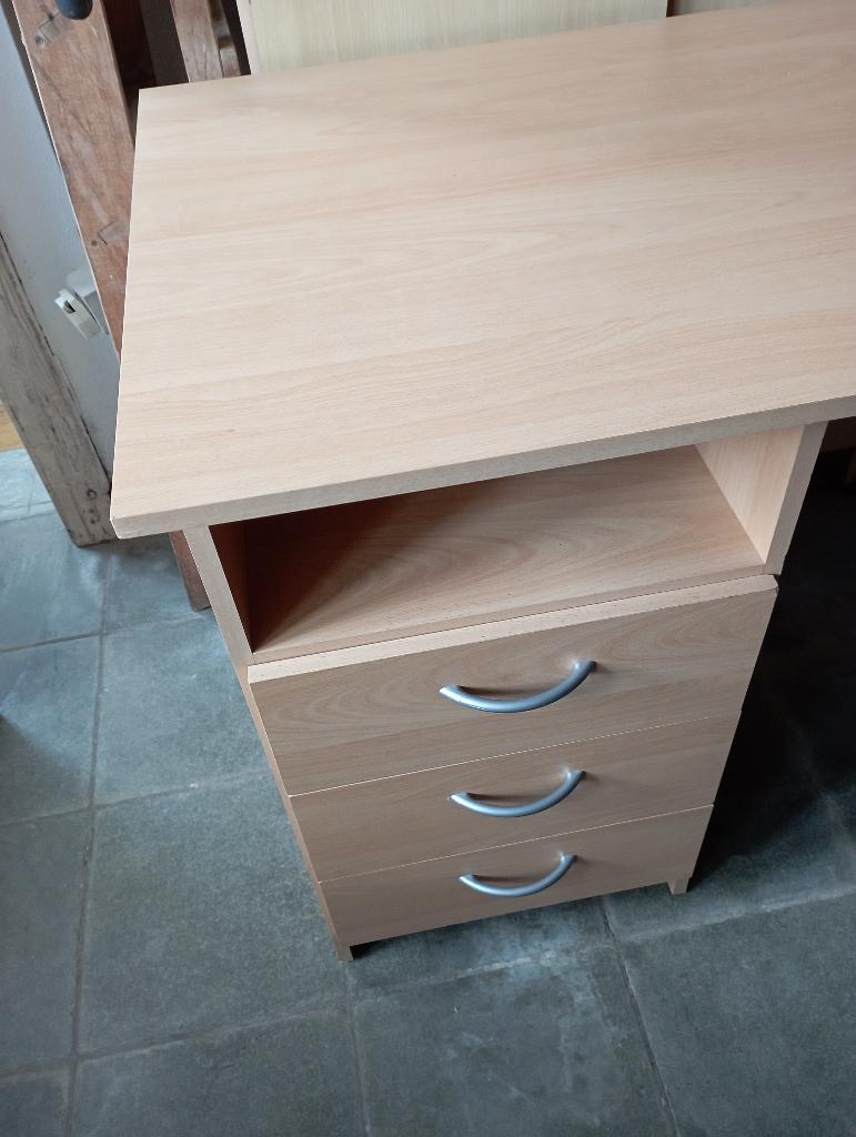 Bureau met 3 laden + nis 120 X 60 X 75, Ophalen, 120 cm, Scheidingswand, Hout