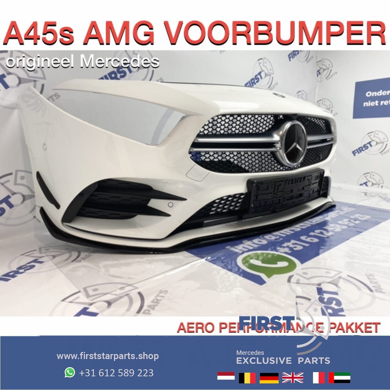W177 A KLASSE A35 AERO PERFORMANCE VOORBUMPER WIT 2021 COMPL, Utilisé, -, Avant, -