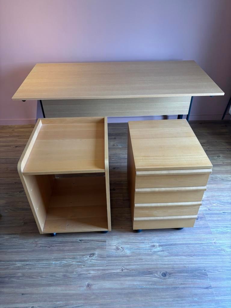 Bureau met ladenkast en printertafel, Huis en Inrichting, Modern, Ophalen, Zo goed als nieuw