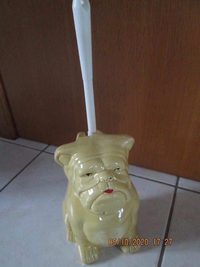 Porte brosse WC « Chien bouledogue », Enlèvement, Neuf, Jaune, Autres types