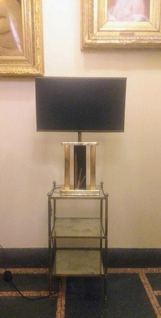 Lampe de table moderniste annees 70 décor jonc, Enlèvement ou Envoi