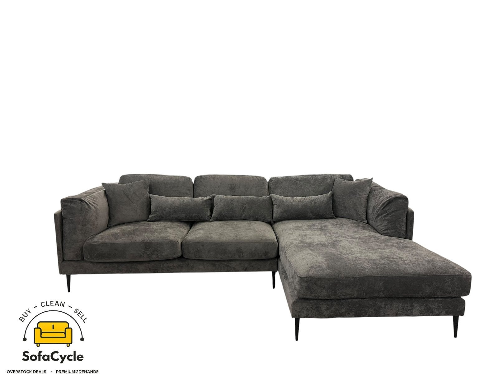 Chaise d'angle en tissu anthracite, angle R — overstock, Neuf, Enlèvement ou Envoi, SofaCycle, Tissus