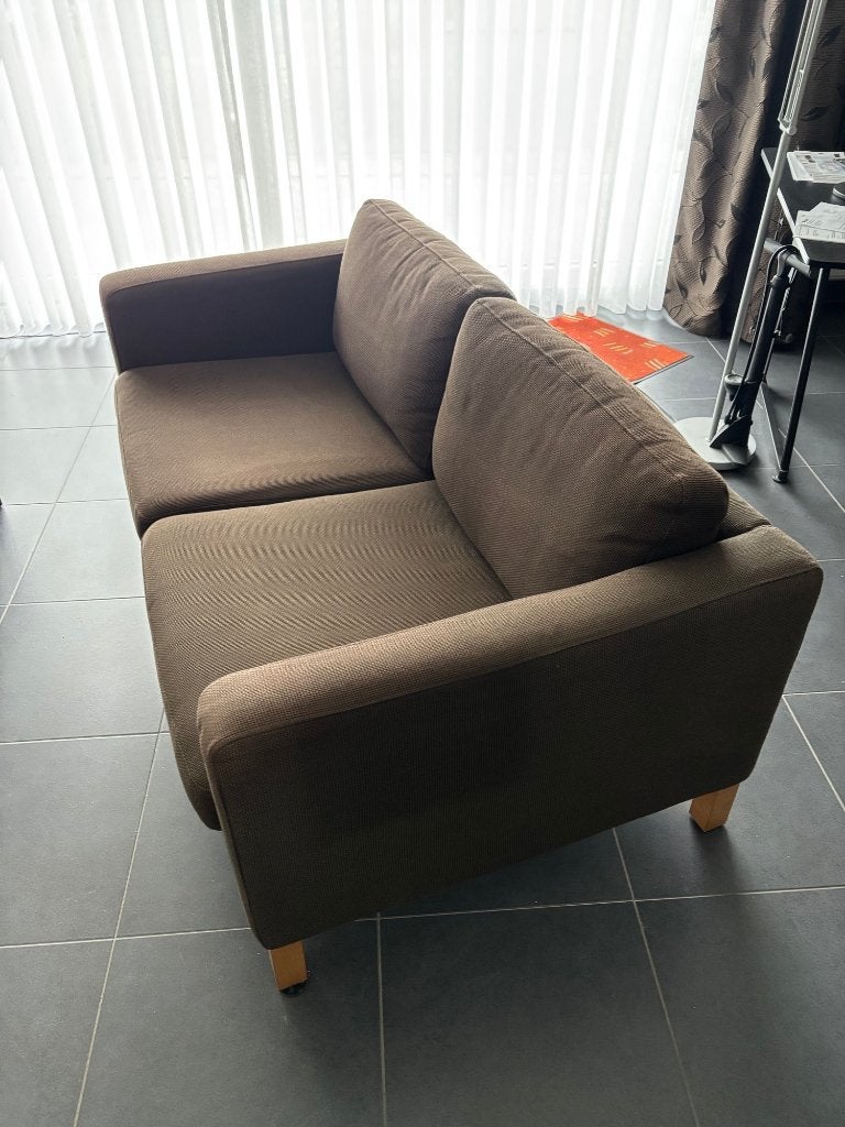 1.65 m donkerbruine zetel stoffen zetel, Maison & Meubles, 150 à 200 cm, Bois, Comme neuf, Enlèvement