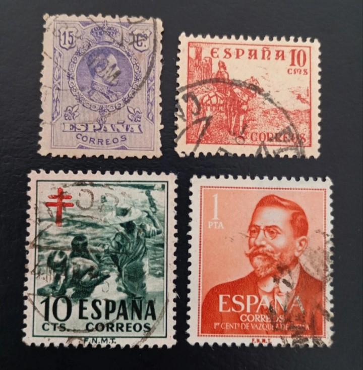 Lot of 4 classic Spanish stamps in used condition, Postzegels en Munten, Postzegels | Suriname, Verzenden