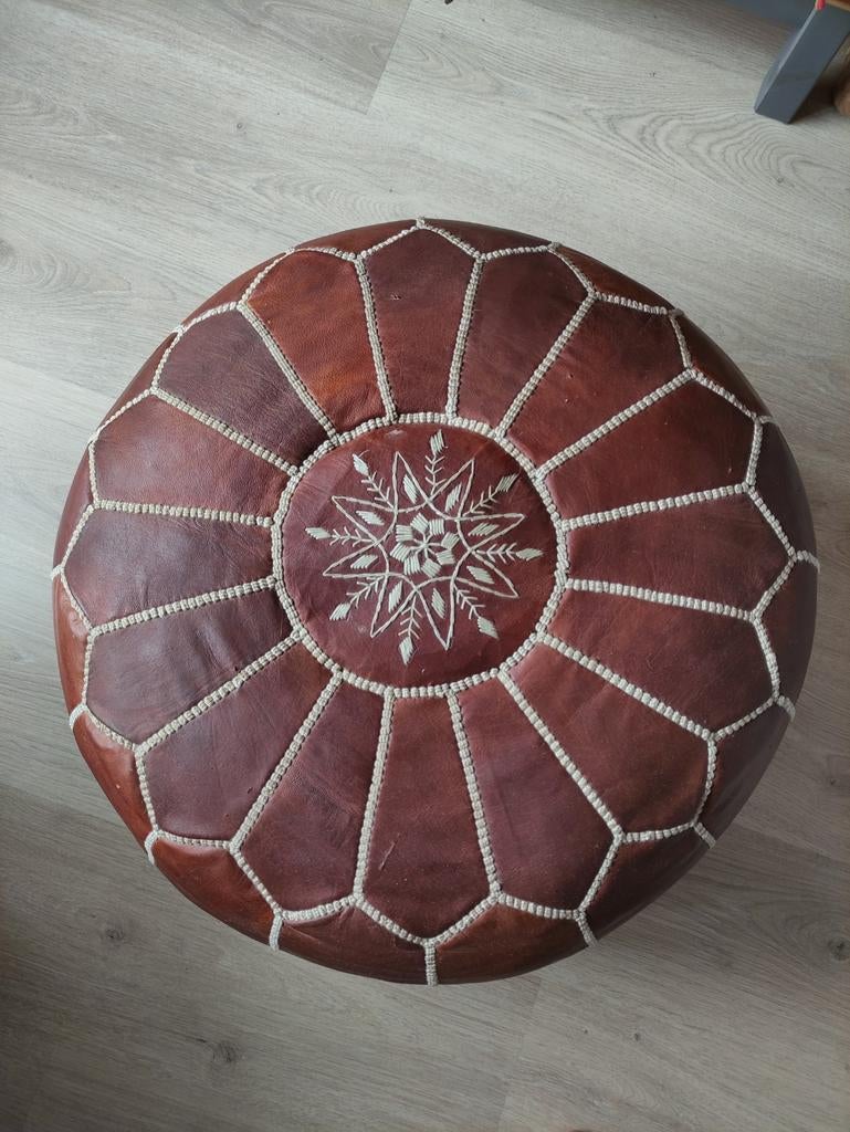 Leren Handmade Poef, Huis en Inrichting, Ophalen