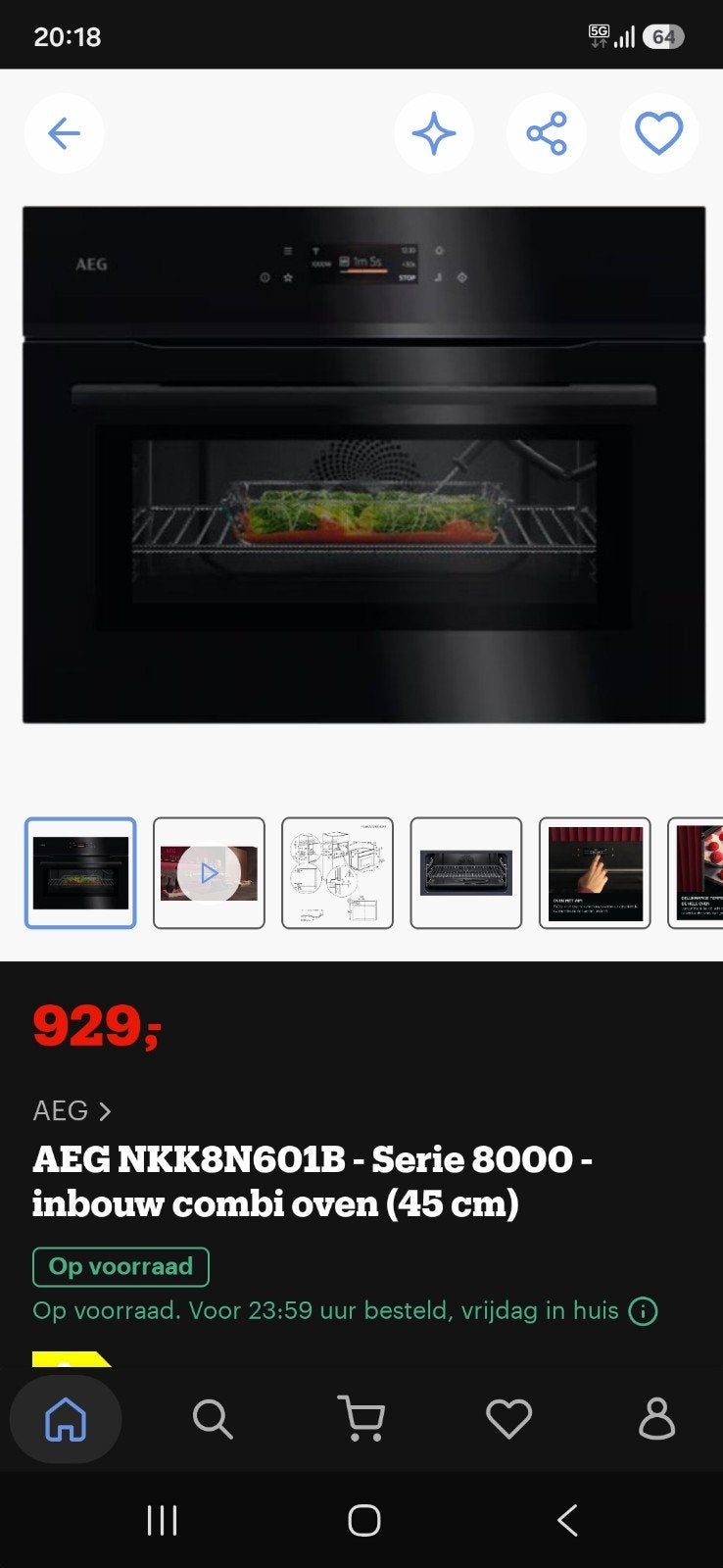 AEG combi oven nieuw nooit gebruikt, Elektronische apparatuur, Ophalen, AEG, Oven