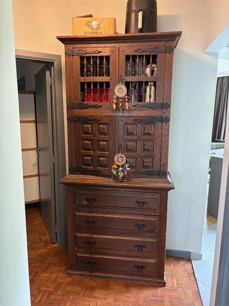 Meuble bois massif, garde‑manger, etagere vitrine tiroir, Enlèvement