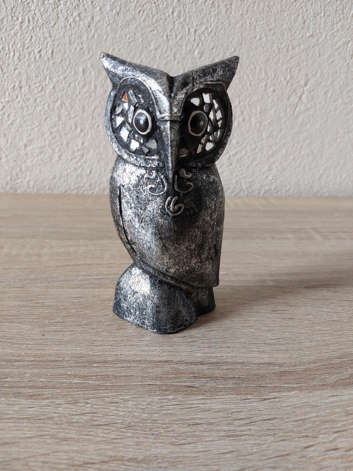 Statuette Chouette / Hibou Déco - Argenté et Mosaïque Miroir, Enlèvement ou Envoi