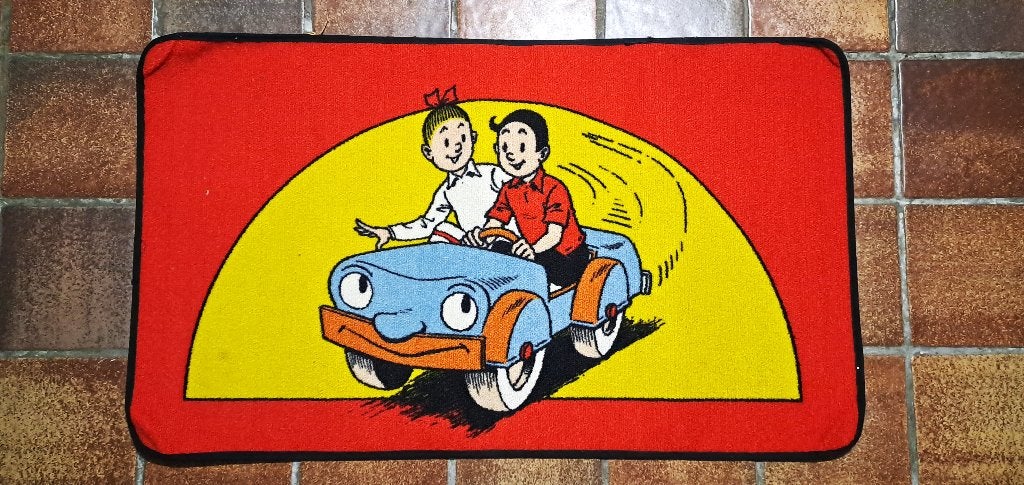 Vintage SUSKE en WISKE mat , 97cm x 58 cm, Verzamelen, Stripfiguren, Ophalen of Verzenden, Suske en Wiske