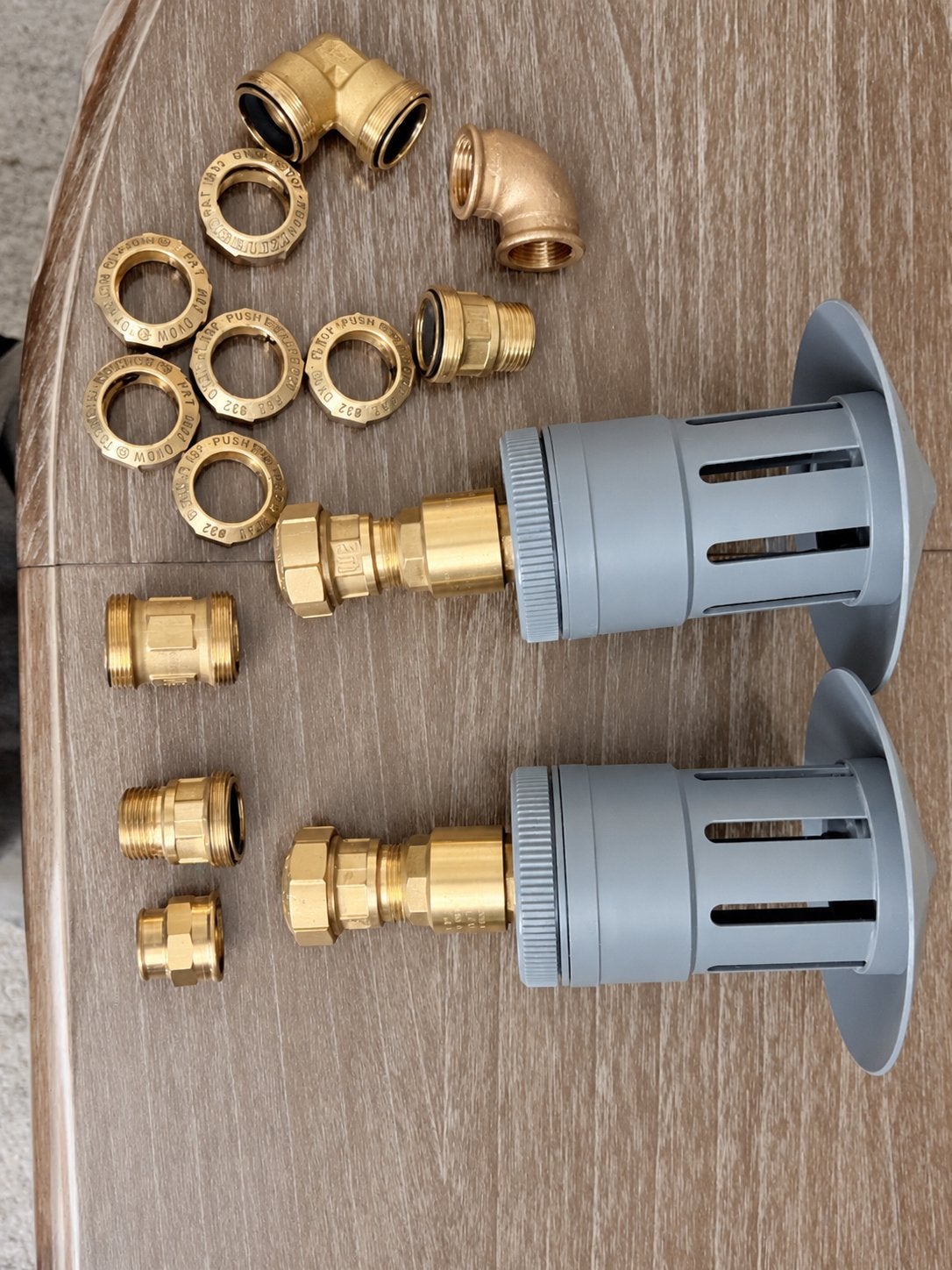 partij Effebi tof-push Messing Fittingen 32 mm- doorvoeren, Doe-het-zelf en Bouw, Ophalen of Verzenden, Nieuw