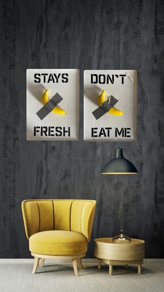 Duct tape banana reply, Antiek en Kunst, Kunst | Schilderijen | Modern, Ophalen of Verzenden