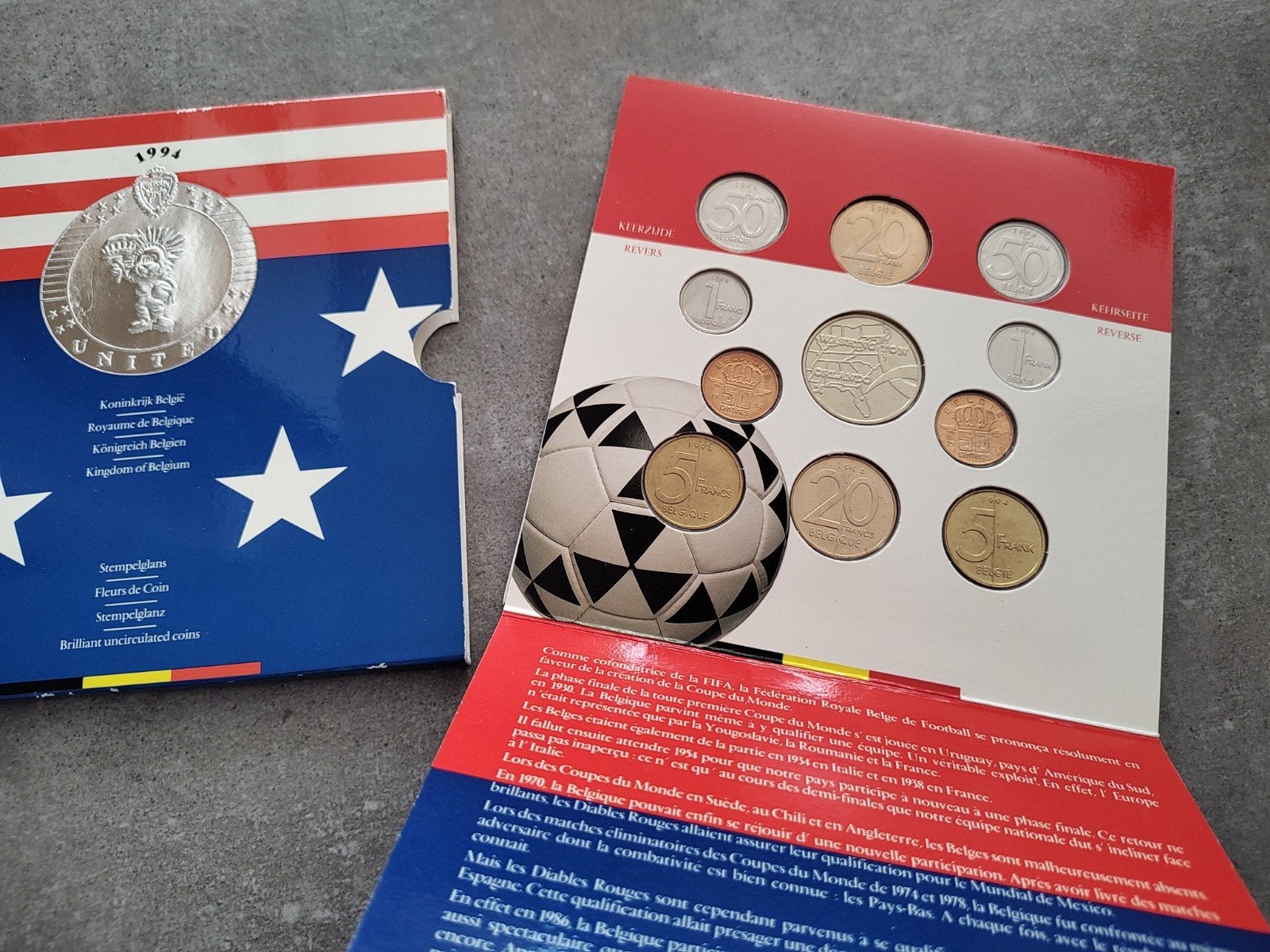 WK voetbal 1994 USA Belgische frank FDC SET, Postzegels en Munten, Ophalen of Verzenden, Setje