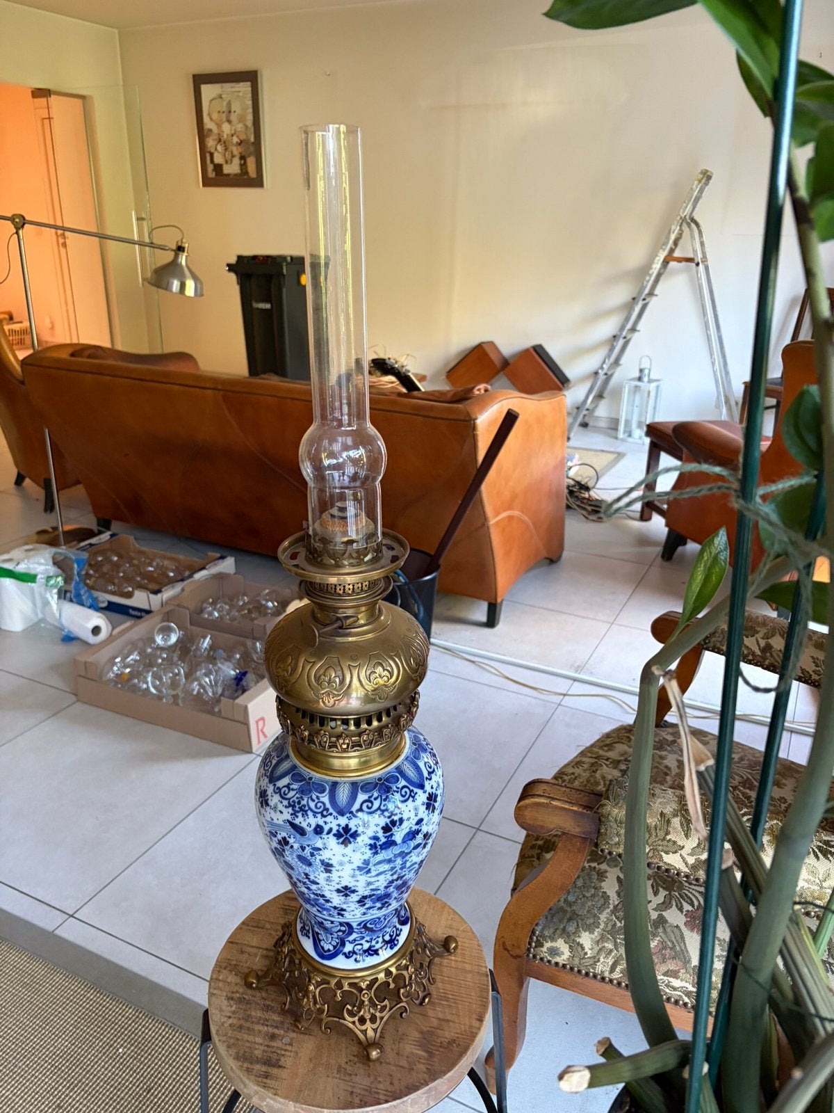 Volledig authentieke antieke petroleumlamp, Ophalen of Verzenden