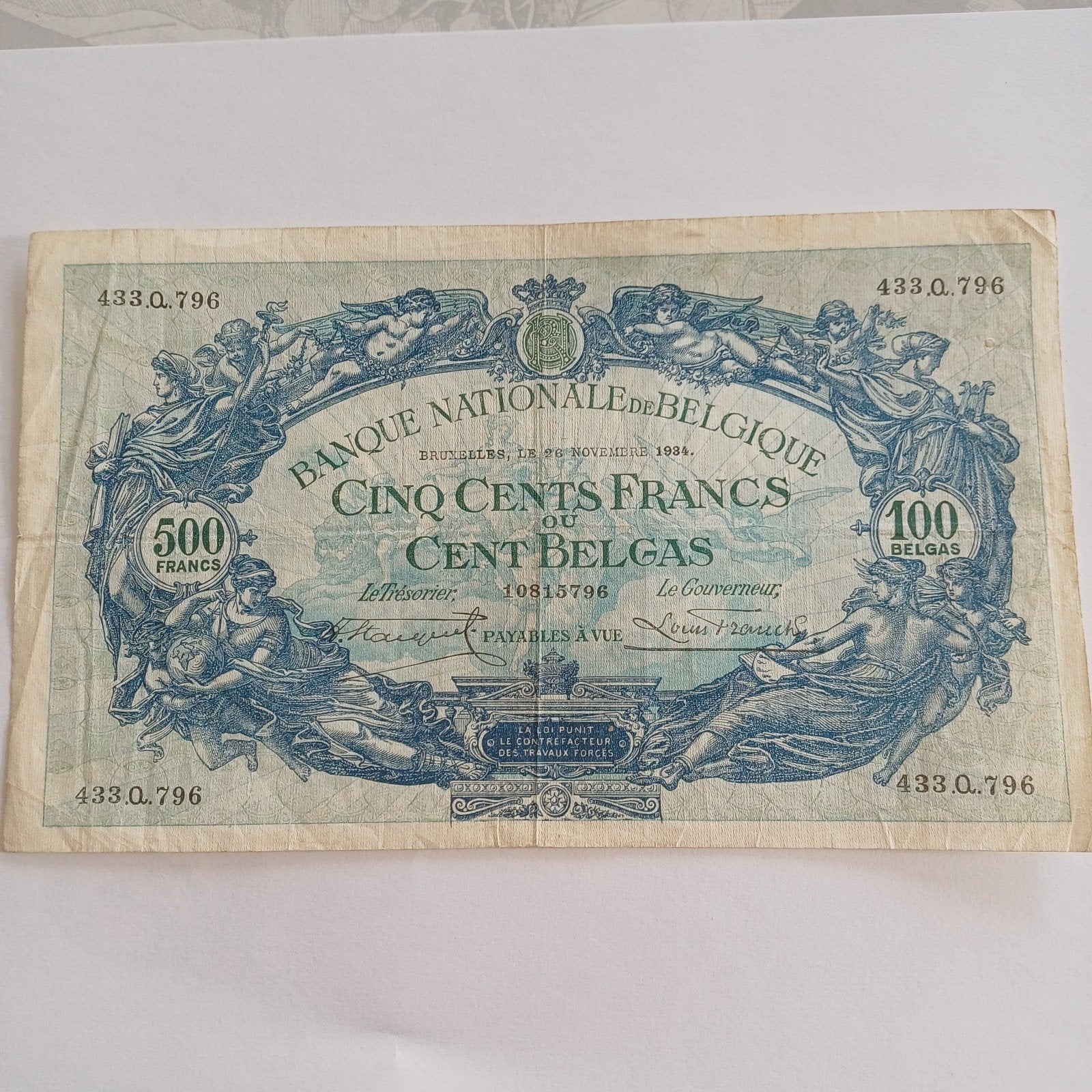 500 belgie francs, Ophalen