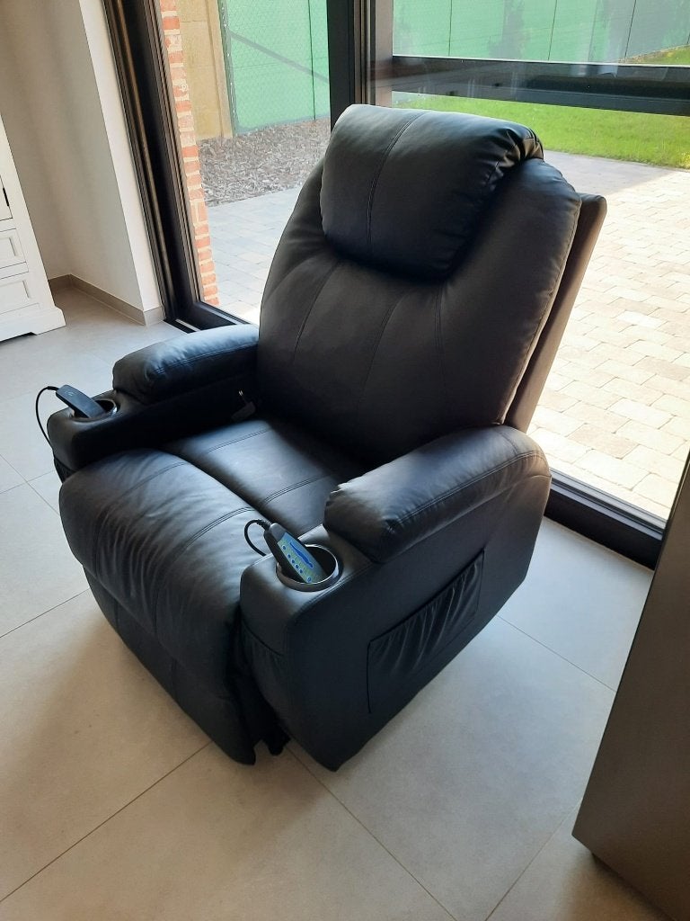 Relaxzetel met massagefunctie, Huis en Inrichting, Ophalen, Leer, 75 tot 100 cm, Klassiek