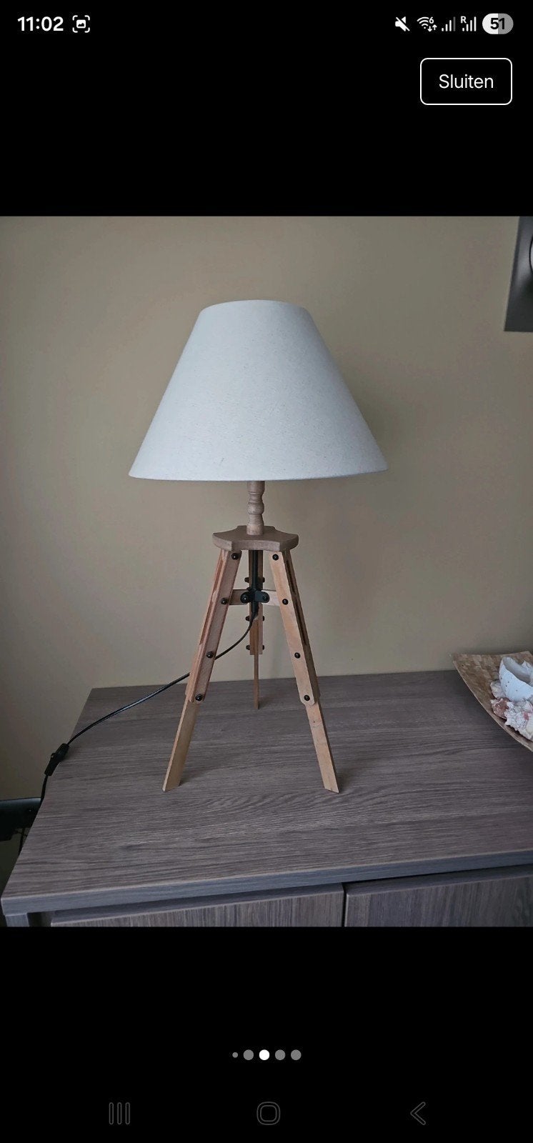 Nachtlamp, Huis en Inrichting, Lampen | Vloerlampen, E27 (groot), Minder dan 100 cm, Ophalen, Hout