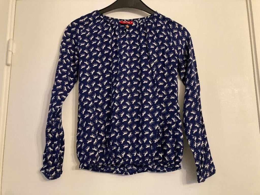 Blauw bloesje paarden - Someone - maat 140, Kinderen en Baby's, Kinderkleding | Maat 140, Gebruikt, Meisje, Overhemd of Blouse