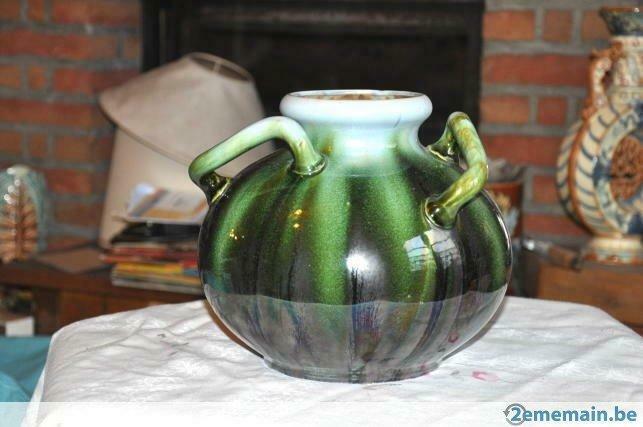 vase boule 3 poignées origine belge, Antiquités & Art, Enlèvement ou Envoi