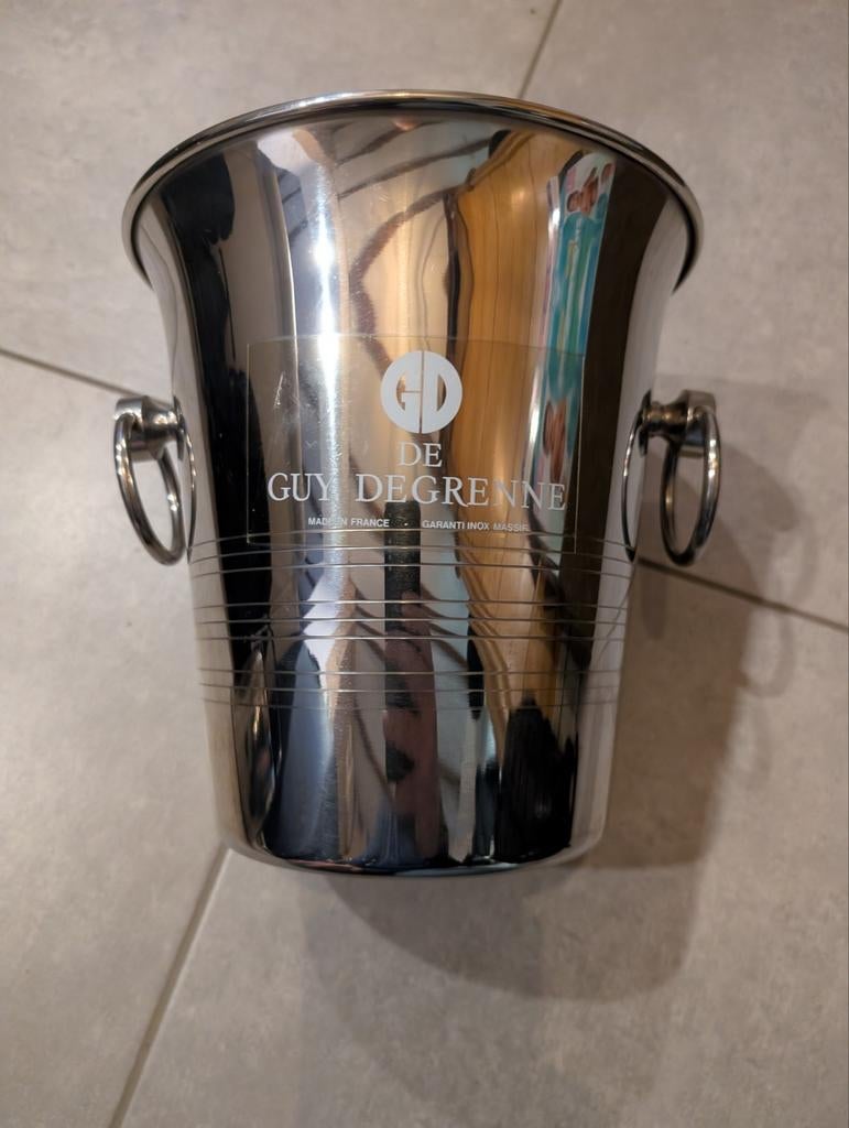 Seau à champagne Guy Degrenne en acier inoxydable massif, Maison & Meubles, Cuisine | Vaisselle, Enlèvement ou Envoi