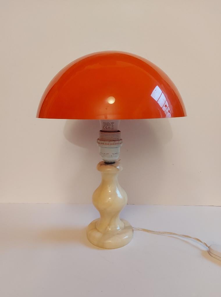 Space Age oranje mushroom tafellamp, 1970s, Enlèvement, Comme neuf, Mid-century, Spot de sol