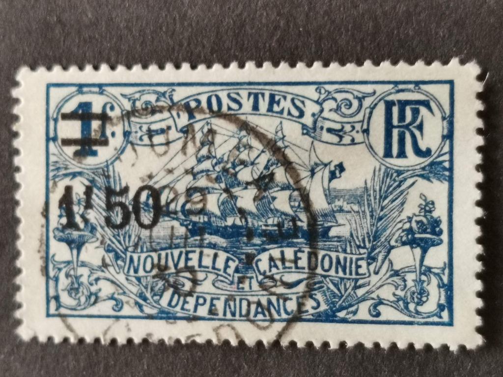 Nieuw Caledonie 1924 - zeilschip Felix Fauré, met opdruk, Ophalen of Verzenden, Gestempeld