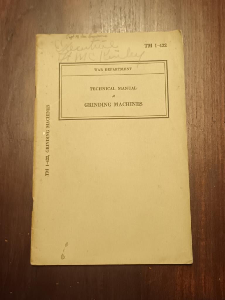 1940 US WW2 TM 1-422 Grinding Machines, Ophalen of Verzenden, Landmacht, Overige typen