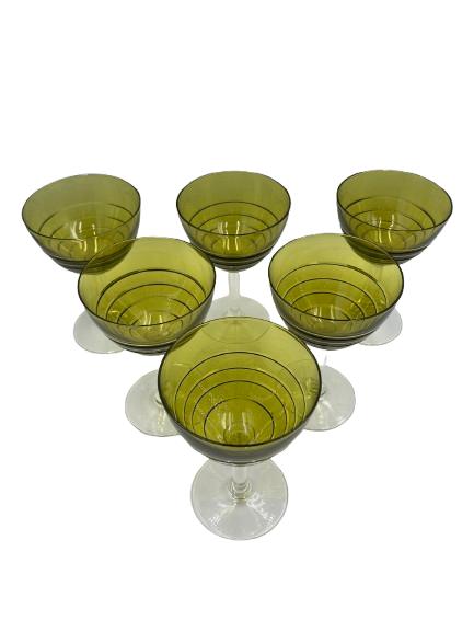 6 coupes en cristal jaune, Maison & Meubles, Verre ou Verres, -, Comme neuf, Verre