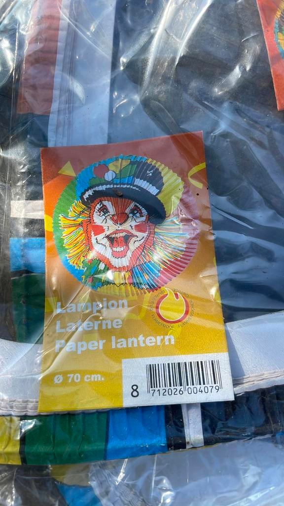 Lampion clown 70cm, Ophalen of Verzenden, Nieuw